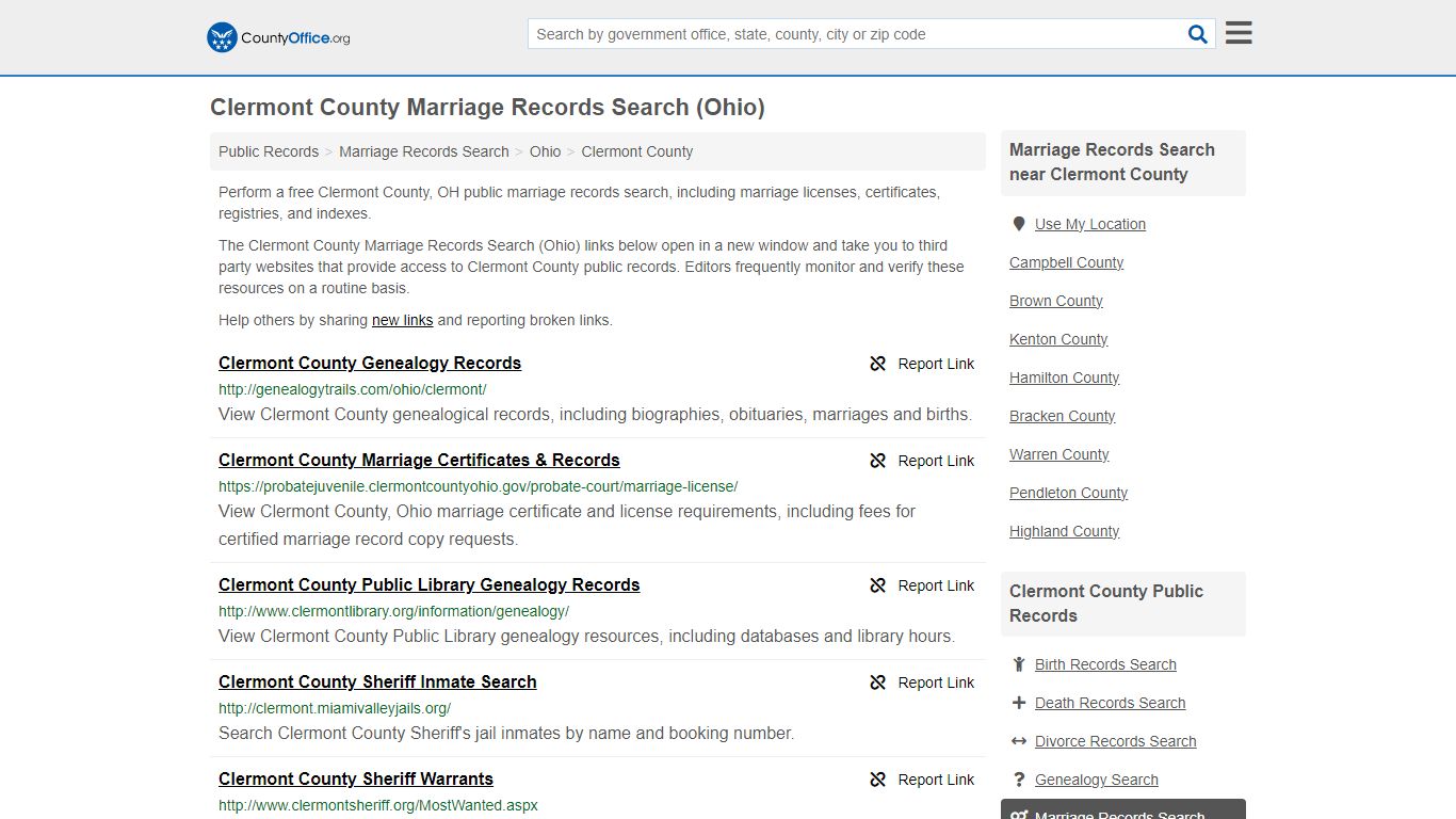 Clermont County Marriage Records Search (Ohio) - County Office