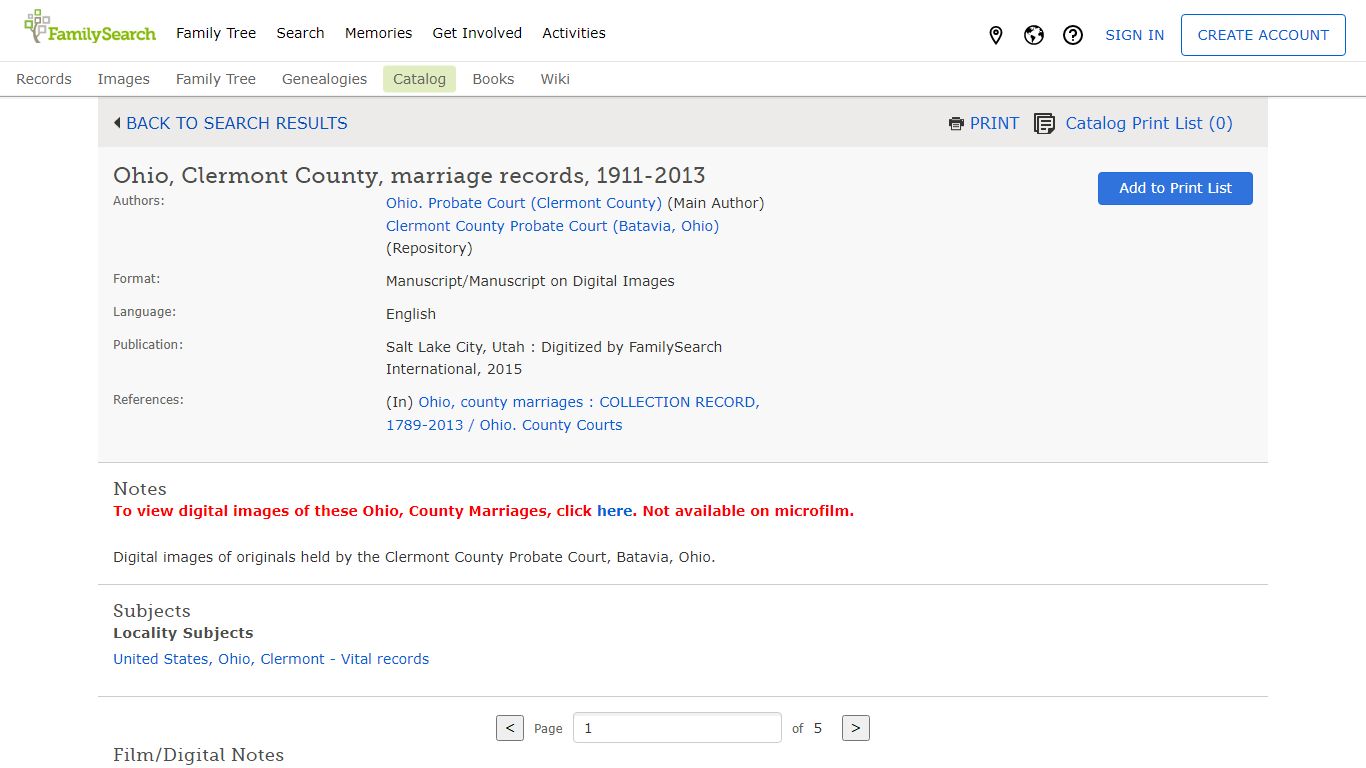 Ohio, Clermont County, marriage records, 1911-2013 - FamilySearch